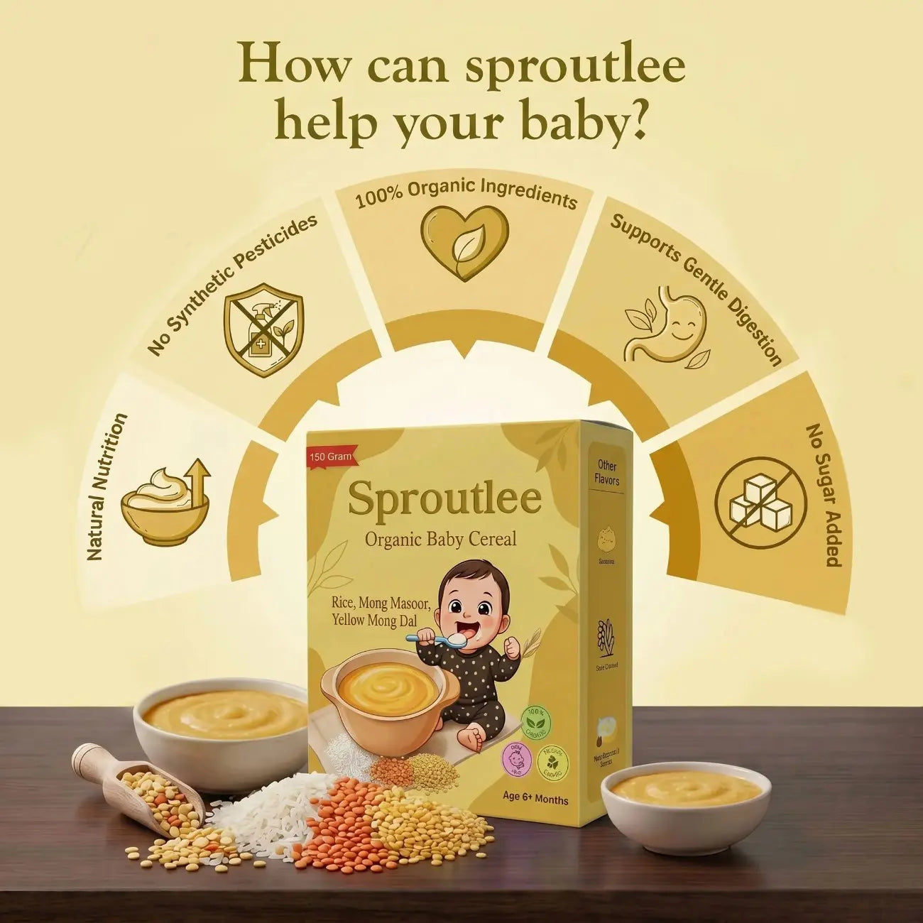 Sproutlee Organic Baby Cereal (Rice & Moong Masoor)