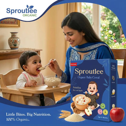 Sproutlee Organic Baby Cereal (Semolina, Rice & Apple)