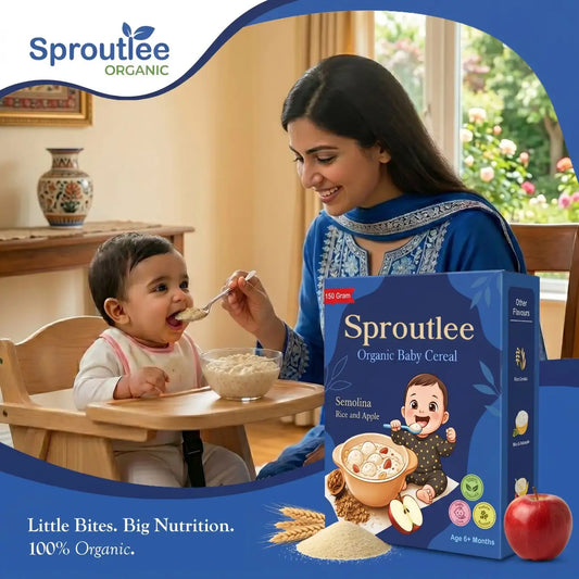 Sproutlee Organic Baby Cereal (Semolina, Rice & Apple)