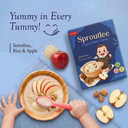Sproutlee Organic Baby Cereal (Semolina, Rice & Apple)
