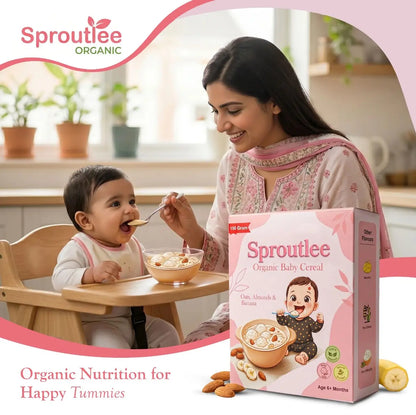 Sproutlee Organic Baby Cereal (Oats, Almonds & Banana Powder)
