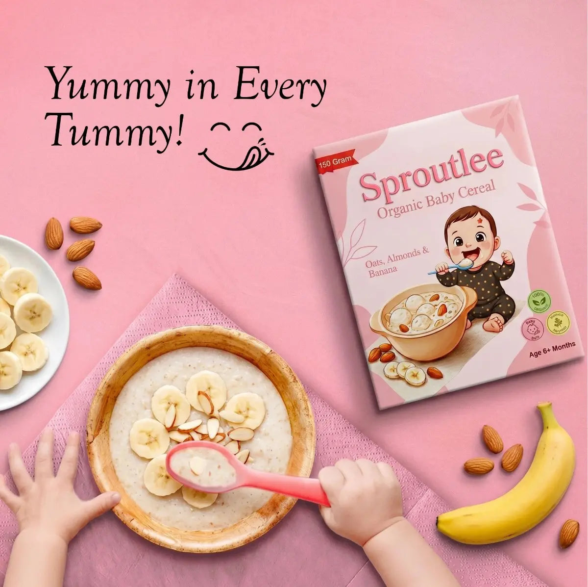 Sproutlee Organic Baby Cereal (Oats, Almonds & Banana Powder)