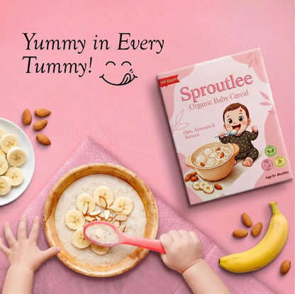 Sproutlee Organic Baby Cereal (Oats, Almonds & Banana Powder)