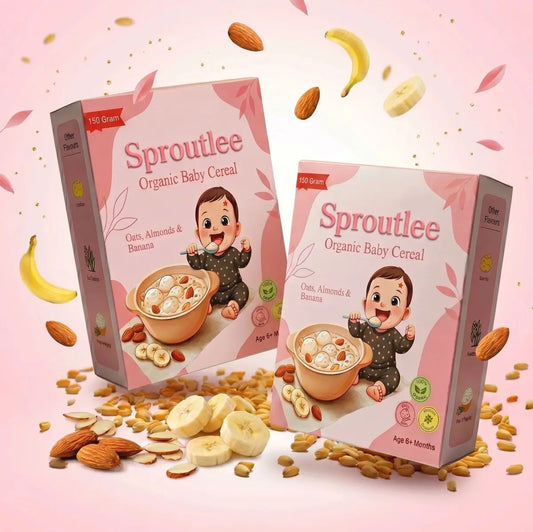 Sproutlee Organic Baby Cereal (Oats, Almonds & Banana Powder)